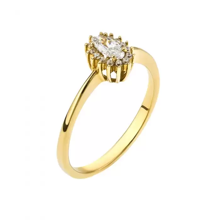 SKU-16328 / Δαχτυλίδι Ροζέτα Χρυσός Κ14 με Ζιργκόν