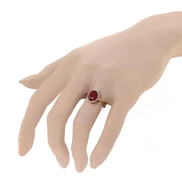 SKU-16942 / FaCad'oro Δαχτυλίδι Ροζ Χρυσός Κ18 με Ρουμπίνι & Διαμάντια

