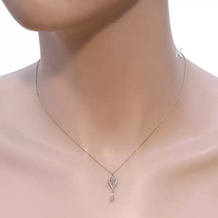 Κολιέ Δάκρυ Χρυσός Κ9 με Ζιργκόν SKU-16981
