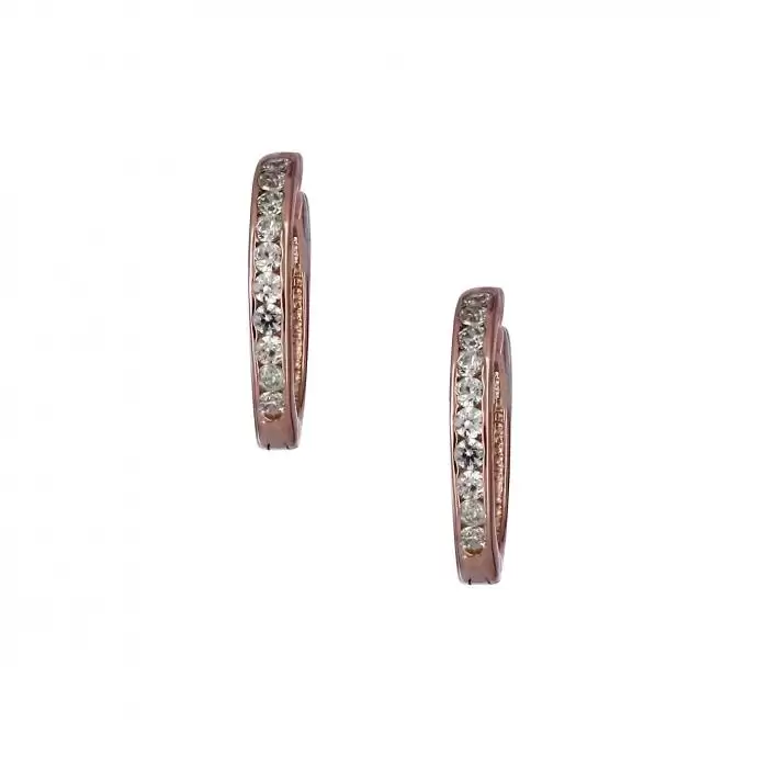 SKU-16556 / Σκουλαρίκια Ροζ χρυσός Κ14 με Ζιργκόν