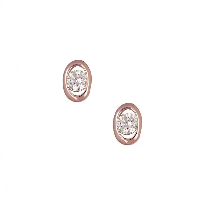 SKU-16813 / Σκουλαρίκια Ροζ Χρυσός Κ14 με Ζιργκόν