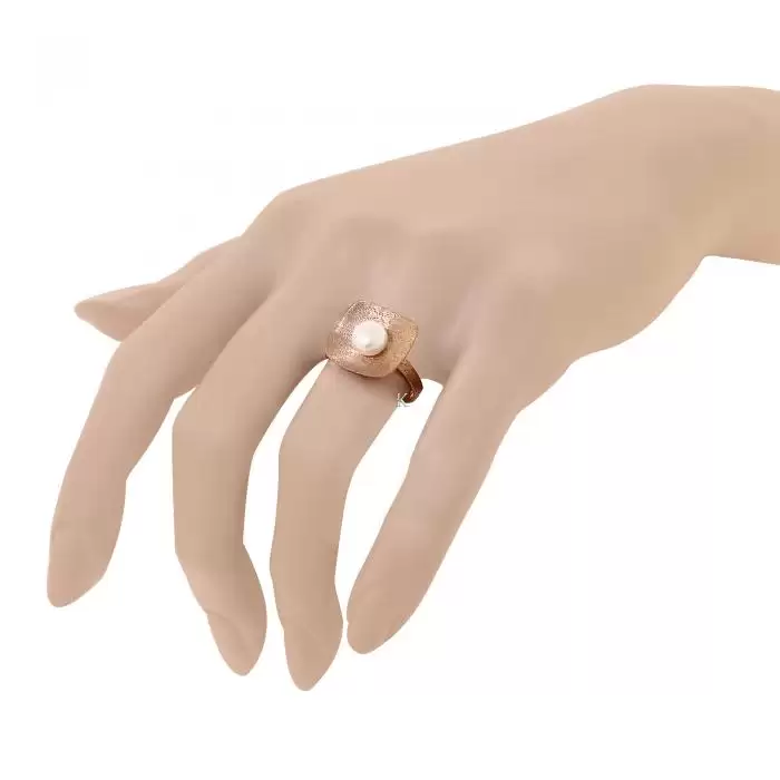 Δαχτυλίδι Ροζ Χρυσός Κ14 με Μαργαριτάρι