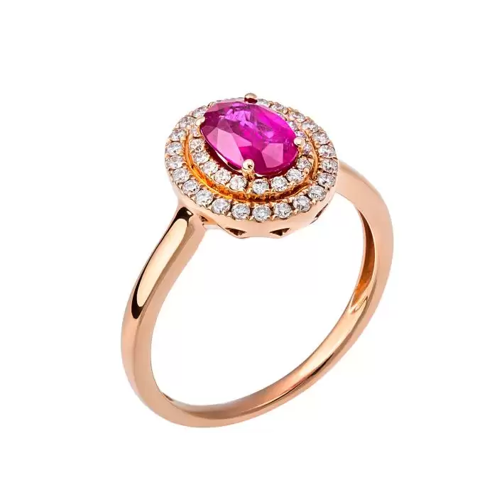 SKU-17733 / Δαχτυλίδι Ροζ Χρυσός Κ18 με Ρουμπίνι & Διαμάντια
