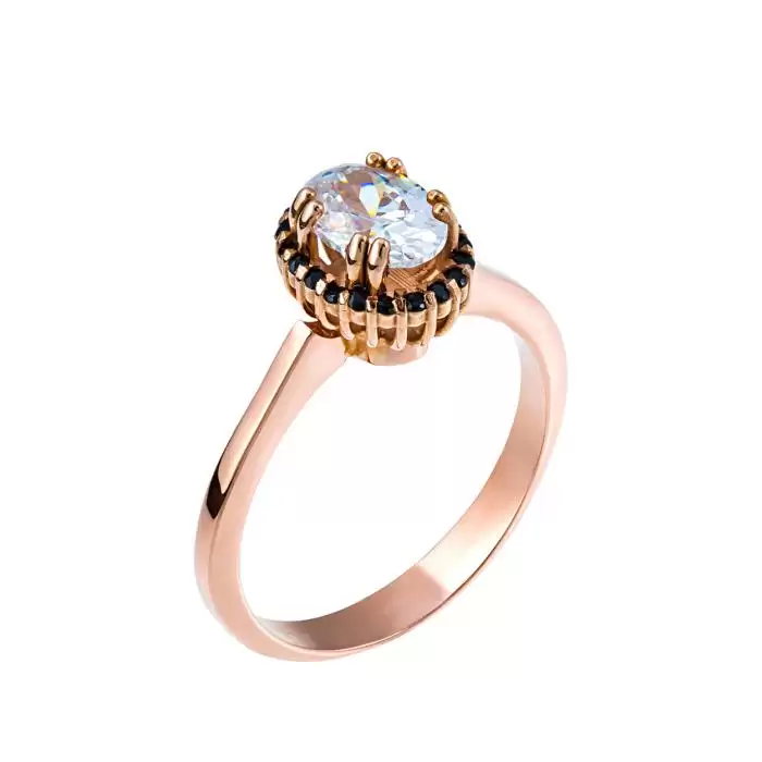 SKU-17316 / Δαχτυλίδι Ροζέτα Ροζ Χρυσός Κ14 με Ζιργκόν
 