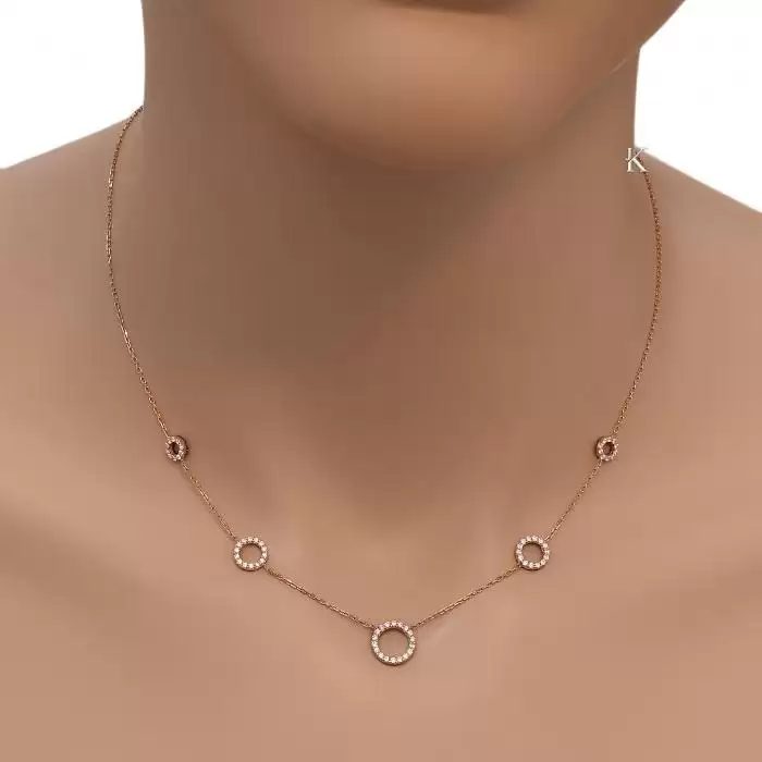 SKU-17390 / Κολιέ Ροζ Χρυσός Κ14 Διπλής Όψεως με Ζιργκόν