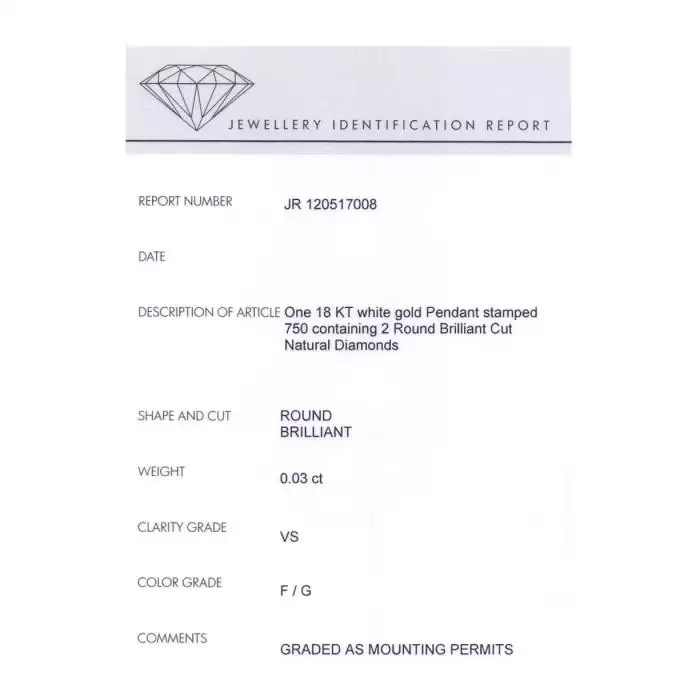 SKU-17873 / Μενταγιόν Λευκόχρυσος Κ18 με Διαμάντια
 