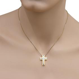 Σταυρός Ανδρικός Διπλής Όψεως Χρυσός & Λευκόχρυσος Κ14 SKU-17620