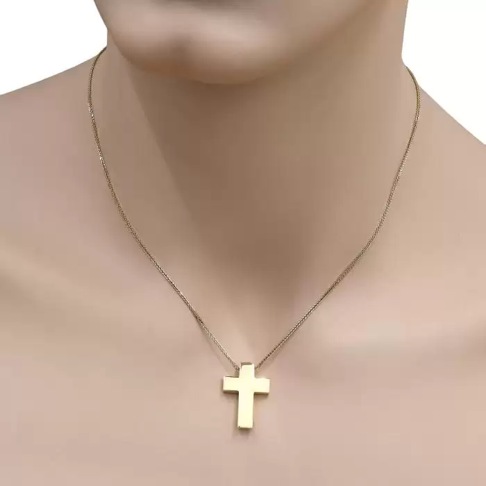 Σταυρός Ανδρικός Διπλής Όψεως Χρυσός & Λευκόχρυσος Κ14 SKU-17620