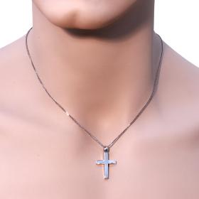 Κλασικός Σταυρός Λευκόχρυσος Κ14 με Λουστρέ Φινίρισμα SKU-17814