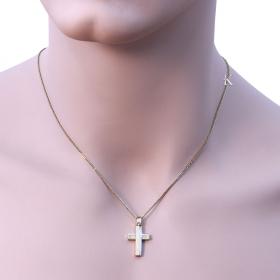 Σταυρός Ανδρικός Χρυσός & Λευκόχρυσος Κ14 Διπλής Όψεως SKU-17296