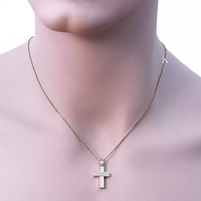 Σταυρός Ανδρικός Χρυσός & Λευκόχρυσος Κ14 Διπλής Όψεως SKU-17296