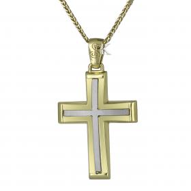 Σταυρός Ανδρικός Κλασικός Χρυσός & Λευκόχρυσος Κ14 SKU-17901