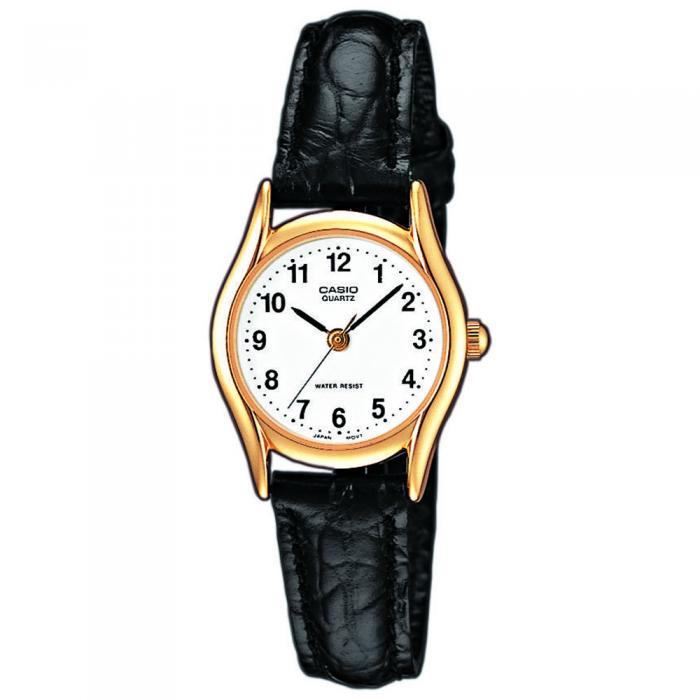 SKU-18927 / CASIO Collection Rose Gold Case Black Leather Strap