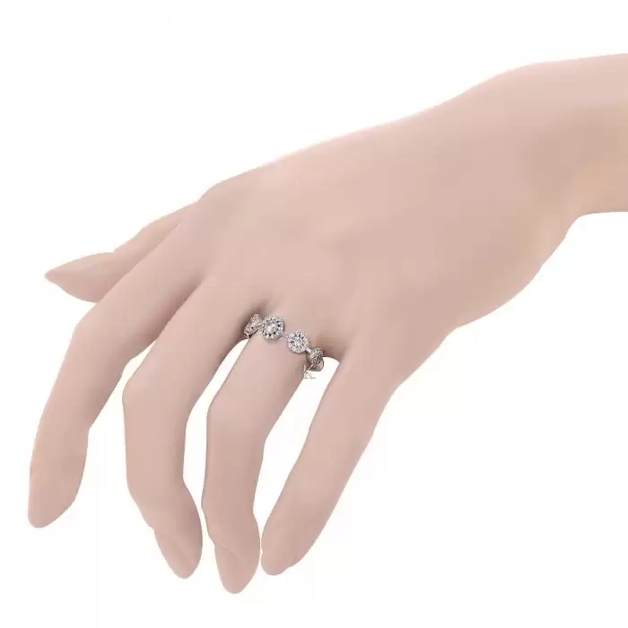 SKU-18556 / Δαχτυλίδι Σειρέ Ροζέτα Λευκόχρυσος Κ14 με Ζιργκόν