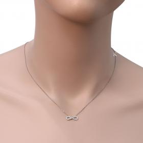 Κολιέ infinity Λευκόχρυσος Κ14 με Λευκά Ζιργκόν SKU-18575