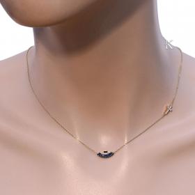 Κολιέ Ματάκι Χρυσός Κ14 με Τιρκουάζ & Ζιργκόν SKU-18589