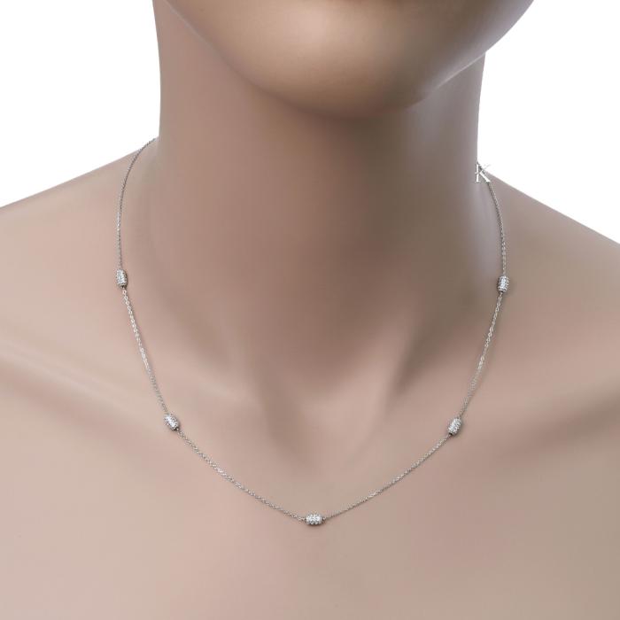 Κολιέ Λευκόχρυσος Κ14 με Λευκά Ζιργκόν SKU-18038