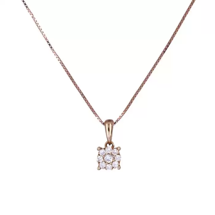 SKU-18011 / Κολιέ  Ροζ Χρυσός Κ18 με Διαμάντια
 