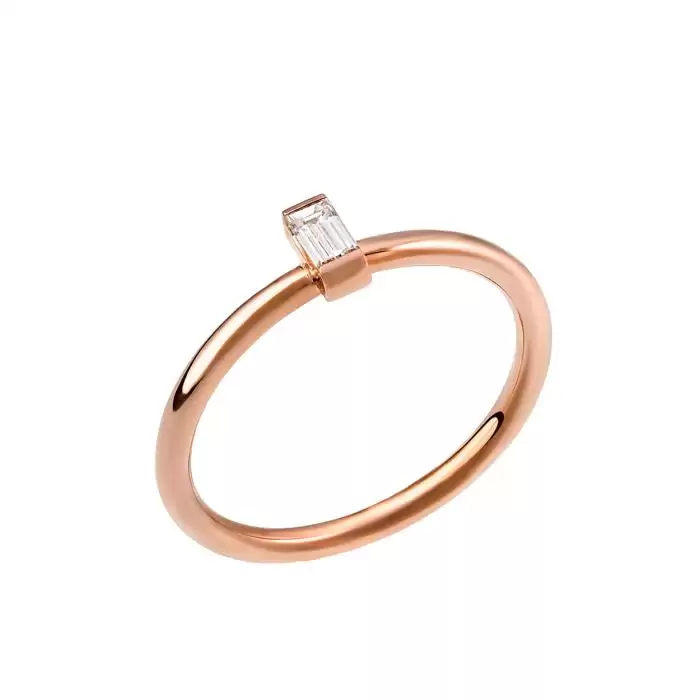 SKU-18340 / Μονόπετρο Δαχτυλίδι Ροζ Χρυσός Κ18 με Διαμάντι
