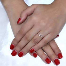 Δαχτυλίδι Μάτι Ροζ Χρυσός Κ14 με Λευκά Ζιργκόν SKU-19967