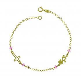 Βραχιόλι Κοριτσάκι Χρυσός Κ9 με Κρύσταλλα Swarovski SKU-20524