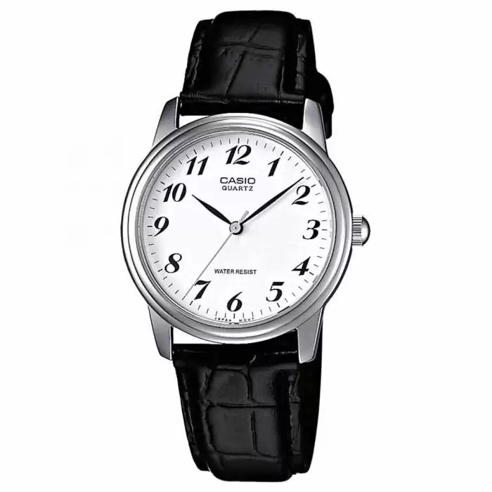 SKU-20220 / CASIO Collection Black Leather Strap White Dial