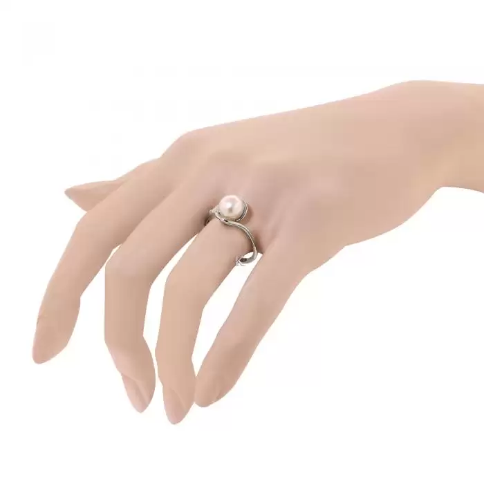 Δαχτυλίδι Λευκόχρυσος Κ14 με Μαργαριτάρι