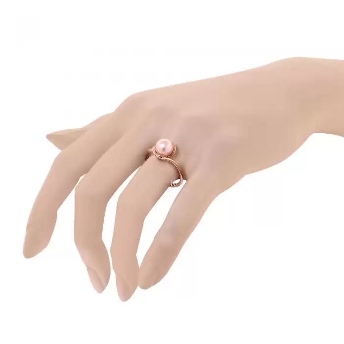 Δαχτυλίδι Ροζ Χρυσός Κ14 με Μαργαριτάρι