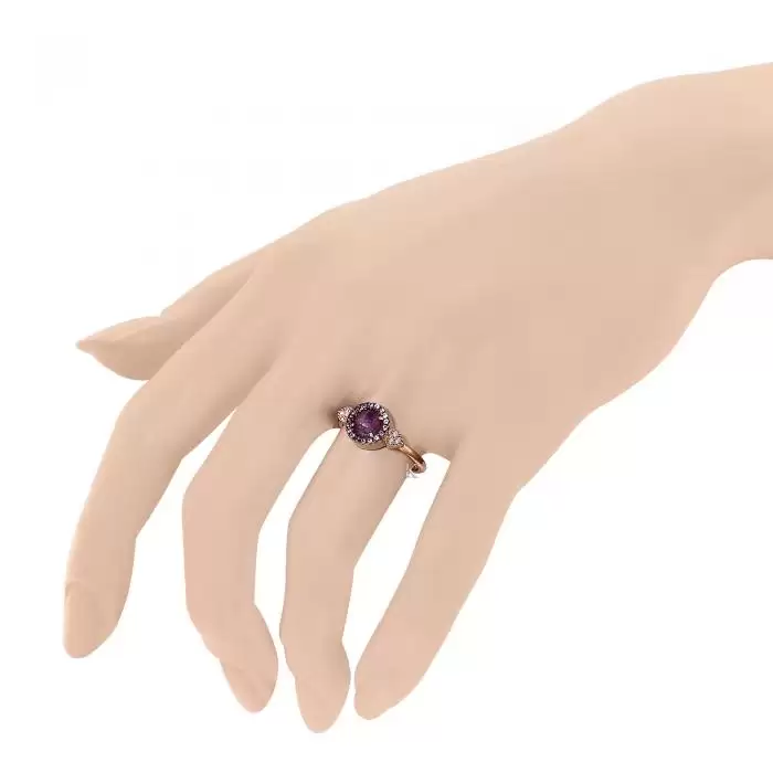 Δαχτυλίδι Ροζέτα Ροζ Χρυσός Κ14 με Ζιργκόν