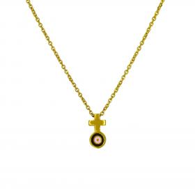 Κολιέ Ματάκι με Σταυρό Ασήμι 925° με Σμάλτο SKU-20946