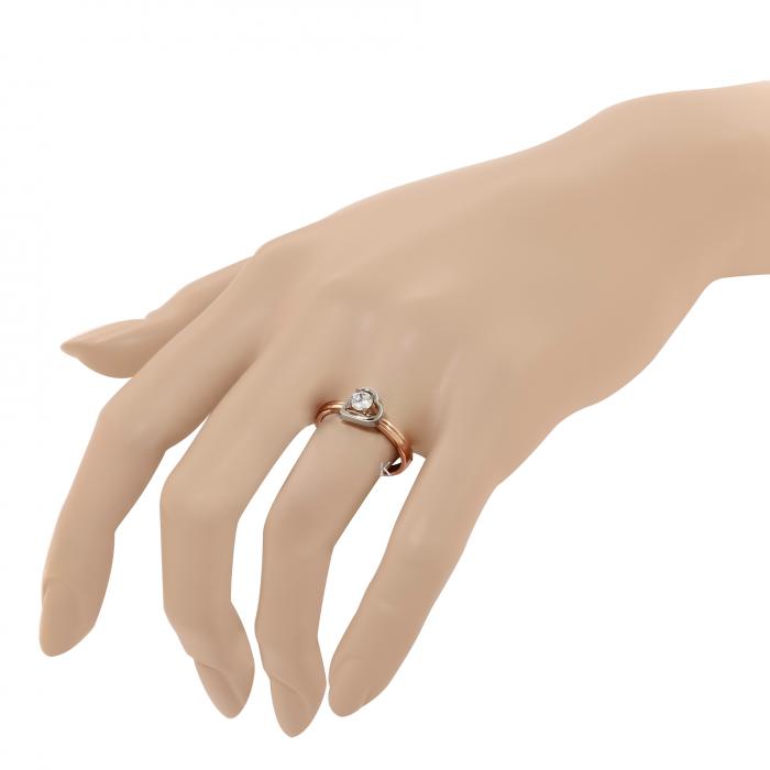 Μονόπετρο Δαχτυλίδι Λευκόχρυσος & Ροζ Χρυσός Κ14 με Ζιργκόν