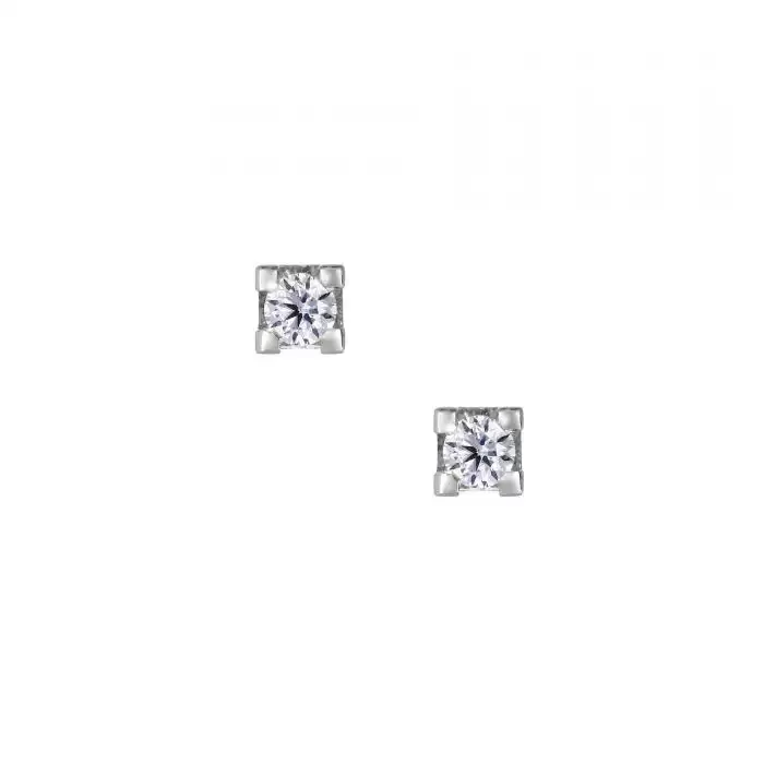 SKU-20492 / Σκουλαρίκια Λευκόχρυσος Κ18 με Διαμάντια
 