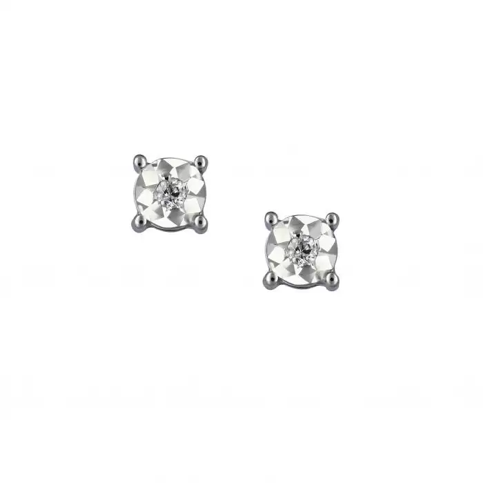 SKU-20566 / Σκουλαρίκια Λευκόχρυσος Κ18 με Διαμάντια
