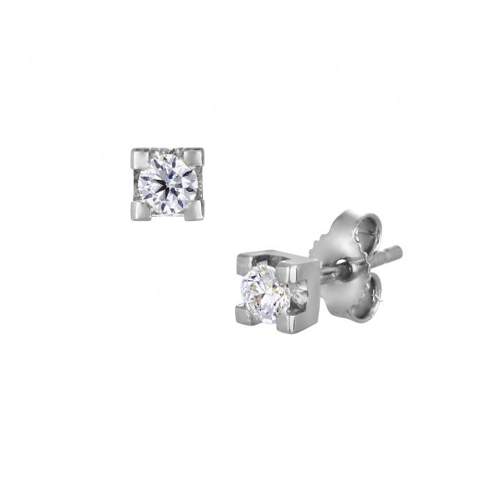 Σκουλαρίκια Λευκόχρυσος Κ18 με Διαμάντια