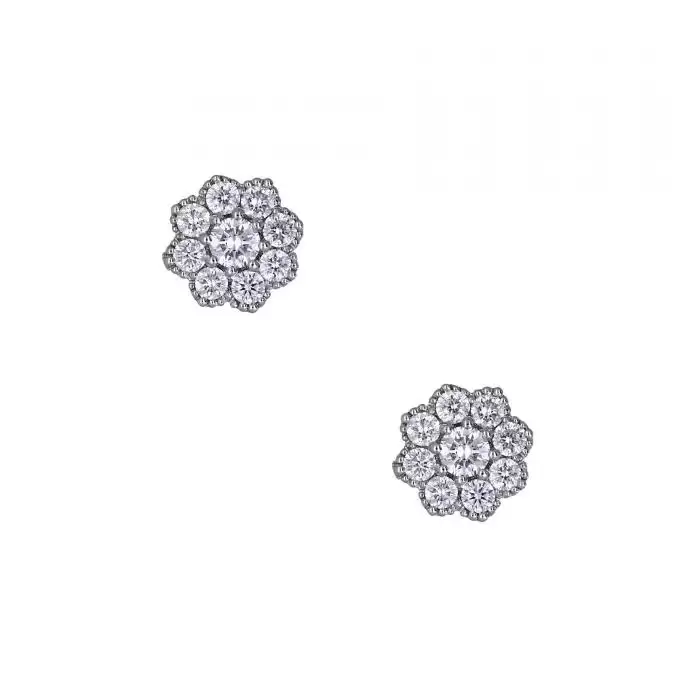 SKU-20488 / Σκουλαρίκια Λευκόχρυσος Κ18 με Διαμάντια
