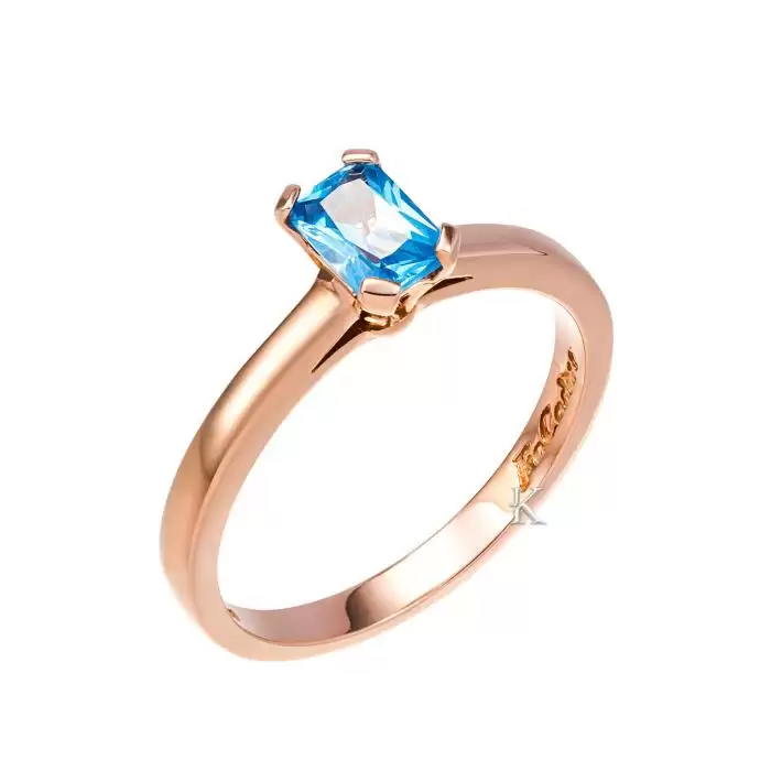 SKU-21127 / Δαχτυλίδι Facad’oro Ροζ Χρυσός Κ14 με Ζιργκόν 