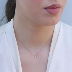 Κολιέ Ροζέτα Ροζ Χρυσός Κ18 με Διαμάντια SKU-21283