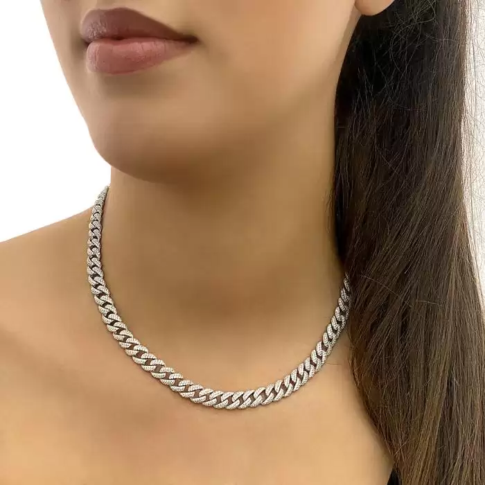 Κολιέ Choker Ασήμι 925° με Λευκά Ζιργκόν SKU-21656