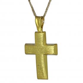 Σταυρός Ανδρικός Χρυσός Κ14 με Ματ & Σαγρέ Φινίρισμα SKU-21893