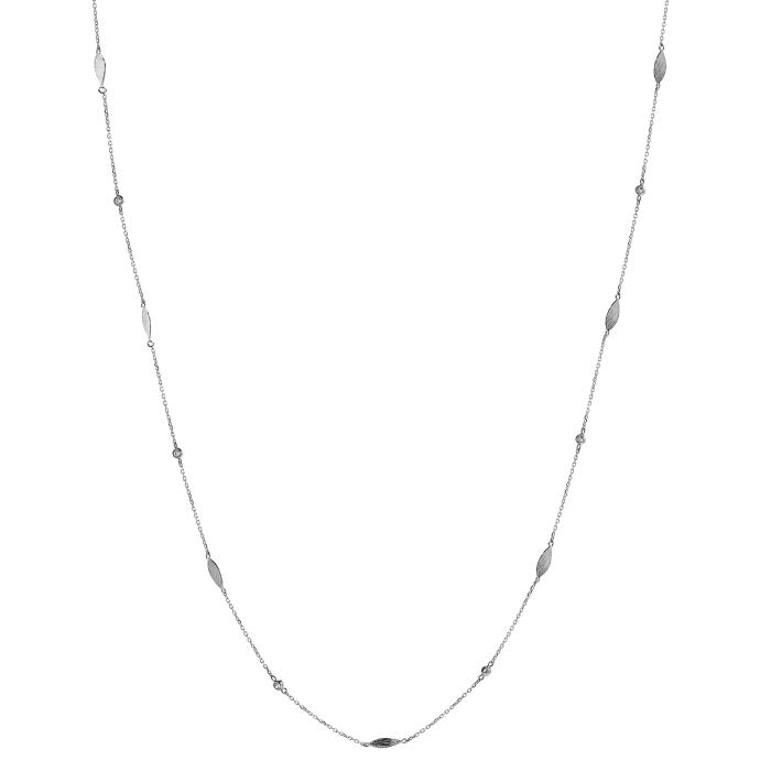 Κολιέ Φύλλα Λευκόχρυσος Κ14 με Ζιργκόν SKU-22816