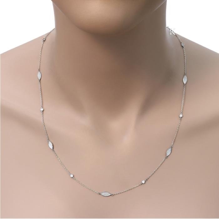 Κολιέ Φύλλα Λευκόχρυσος Κ14 με Ζιργκόν SKU-22816