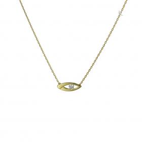 Κολιέ Ματάκι Χρυσός Κ14 με Ζιργκόν SKU-22274