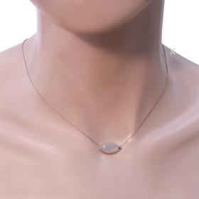 Μοντέρνο Κολιέ Μάτι Ροζ Χρυσός Κ14 με Λευκό Ζιργκόν SKU-22275