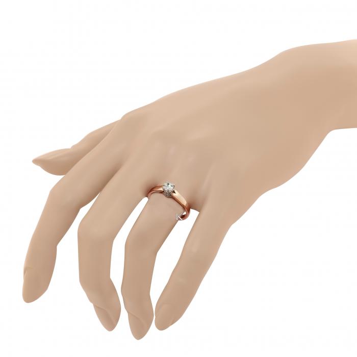 Μονόπετρο Δαχτυλίδι Ροζ Χρυσός & Λευκόχρυσος Κ14 με Ζιργκόν