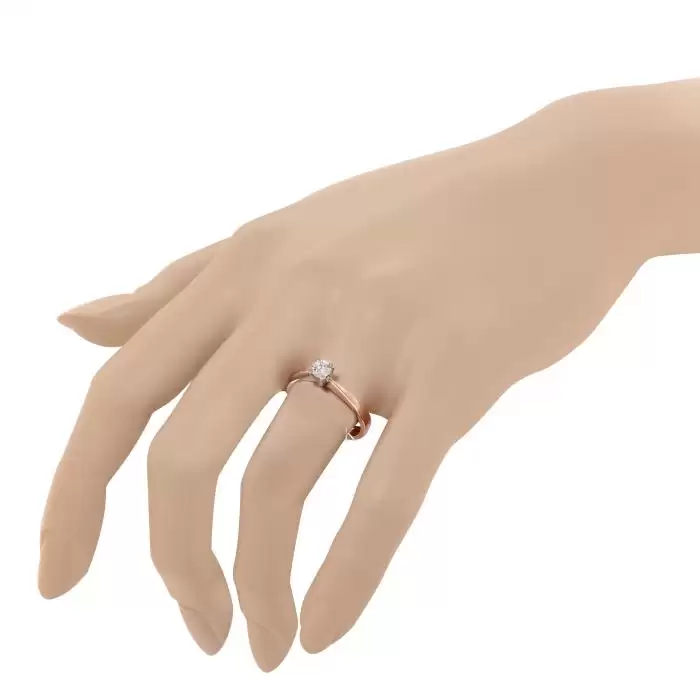 Μονόπετρο Δαχτυλίδι Ροζ Χρυσός & Λευκόχρυσος Κ14 με Ζιργκόν