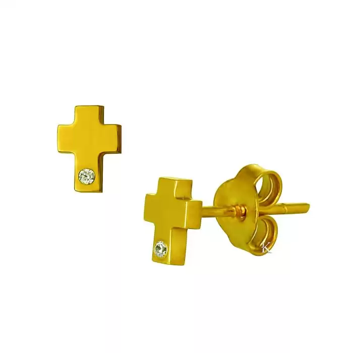 SKU-22346 / Σκουλαρίκια Χρυσός Κ14 με Ζιργκόν