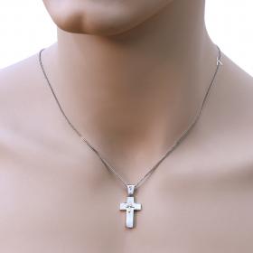 Σταυρός Ανδρικός Λευκόχρυσος & Χρυσός Κ14 SKU-22363