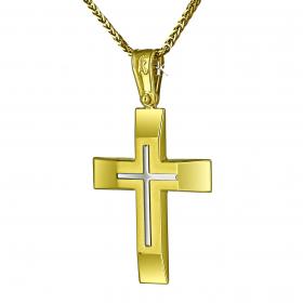 Σταυρός Ανδρικός Μοντέρνος Χρυσός & Λευκόχρυσος Κ14 SKU-22321