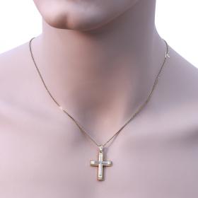 Σταυρός Χρυσός & Λευκόχρυσος Κ14 Με Ένθετο Σταυρό SKU-22509