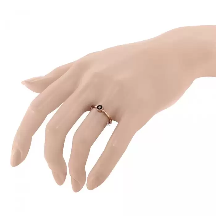 Δαχτυλίδι Ματάκι Ροζ Χρυσός Κ9 με Σμάλτο
